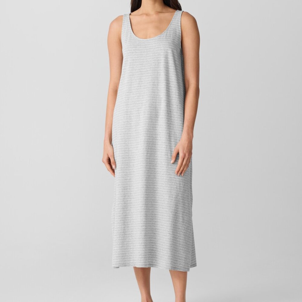 Eileen Fisher Striped Organic Cotton Jersey Tank Sleep Dress